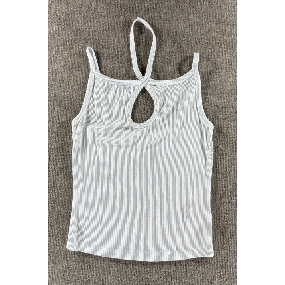 LNA White Ribbed Keyhole Halter Tank Top XS Made in California Slim Fit Strappy